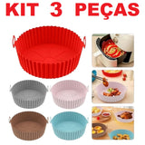 KIT 3 Forma De Silicone Para Air Fryer Forno Microondas Fritadeira Assadeira